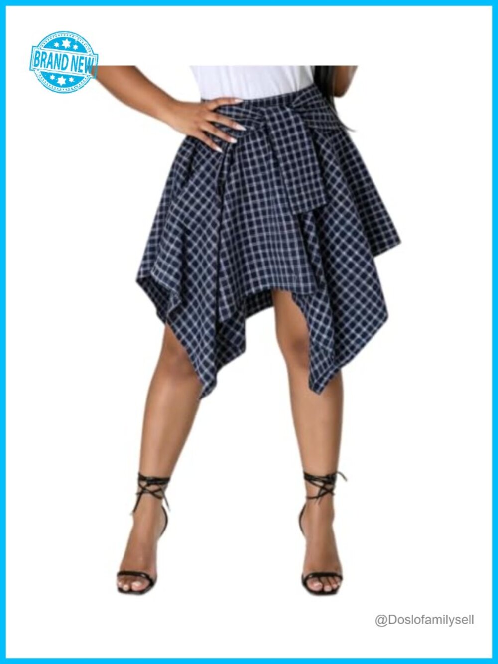 Women Plaid Asymmetrical High Low Mini Skort Punk Y2k Style
